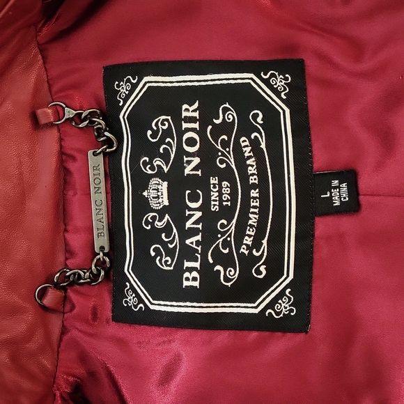 BLANC NOIR BUTTER SOFT LEATHER JACKET.  (BURGUNDY)  ZIPPERS ON ARMS AND POCKETS - Picture 14 of 16